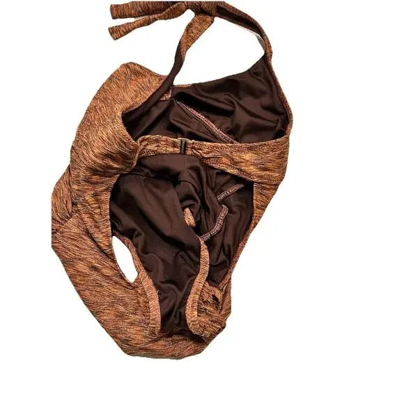 Anne Cole Bandeau Shirred 1PC Women's Swimsuit Shimmering Bronze Color Metallic - Picture 9 of 9